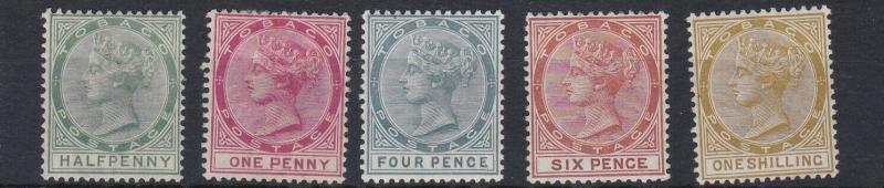 TOBAGO  1885 - 96     S G 20 - 24    VALUES TO 1/-  MH   