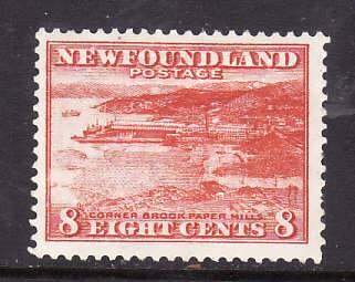 Newfoundland-Sc#209-unused hinged 8c orange red Paper Mill-1932-Nwf502-