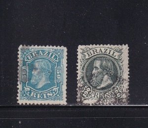 Brazil Scott #'s 79 - 80 VF-used neat cancels nice color cv $ 63 ! see pic !