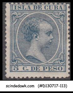 CUBA - 1896 KING ALFONSO XIII SCOTT # 146 SPANISH COLONIAL PERIOD - 1V MH