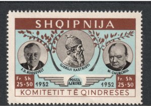 Albania 1952 Cinderella 25 + 50  Kastrioti , Roosevelt & Churchill I Combine S/H