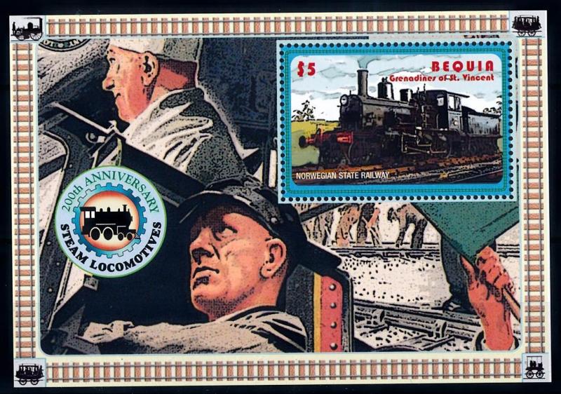 [63553] Bequia St. Vincent 2004 Railway Train Eisenbahn Souvenir Sheet MNH