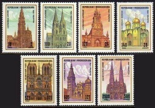 Malagasy 1208-1214,1215,MNH.Michel 1688-1694,Bl.259. Cathedrals 1995.