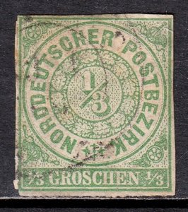 North German Confederation - Scott #2 - Used - Nick LL, crease UR - SCV $4.00