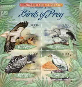 Uganda 2012 ENDANGERED SPECIES BIRDS OF PREY Sheet Perforated Mint (NH)