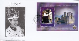 Jersey 2009  Prince Charles, Prince of Wales Miniature  Sheet on Official FDC