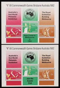 AUSTRALIA 1982 Commonwealth Games M/Sheet set Ausipex 84. MNH **. Retail $85.