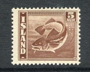 ICELAND; 1939 early Atlantic Fish 'Cod' issue Mint hinged 5a. value