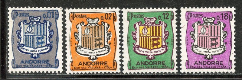 Andorra,  French #161-66A, Mint Never Hinge