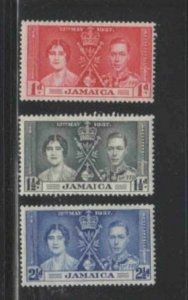 JAMAICA #113-115 1937 CORONATION ISSUE MINT F-VF LH O.G a