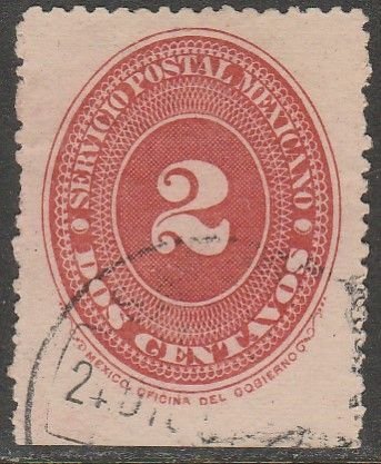 MEXICO 213, 2¢ LARGE NUMERAL, USED. F-VF. (1380)