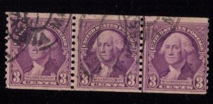 US Sc 721 Used Coil Joint Line Pair Vert.Strip Of Three F-VF