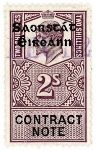 (I.B) George V Revenue : Ireland Contract Note 2/- (Free State OP)