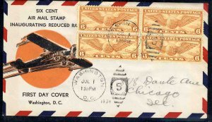 United States First Day Covers #C19-2, 1934 6c Winged Globe, Beverly Hills ca...