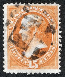 US Sc 152 Orange 15¢ 1870 NBNCo. Printing Blk Segmented Cork Cancel