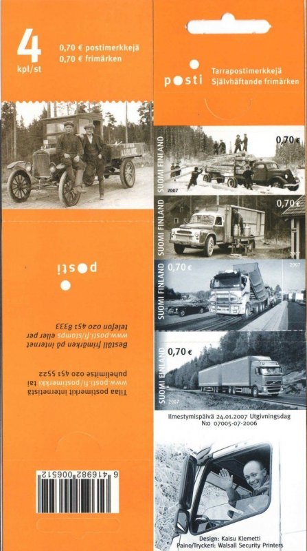 Finland 2007 Trucks in Finland set of 4 stamps in booklet MNH