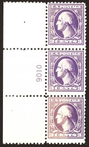 U.S. #530 MINT PL# Strip OG LH 