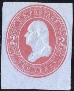 2 cent 1886 Washington stamped envelope cut red on blue SC#U286