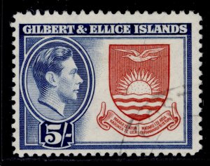 GILBERT & ELLICE ISLANDS GVI SG54, 5s deep rose-red & royal blue, FINE USED.