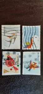 US Scott # 4937-4940; Four used (49c) Winter Fun, 2014; VF centering; off paper