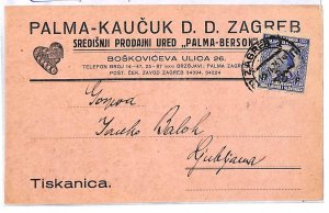 ai3328 - Yugoslavia - POSTAL HISTORY - Perfin Stamp on  Postcard - 1926 RUBBER