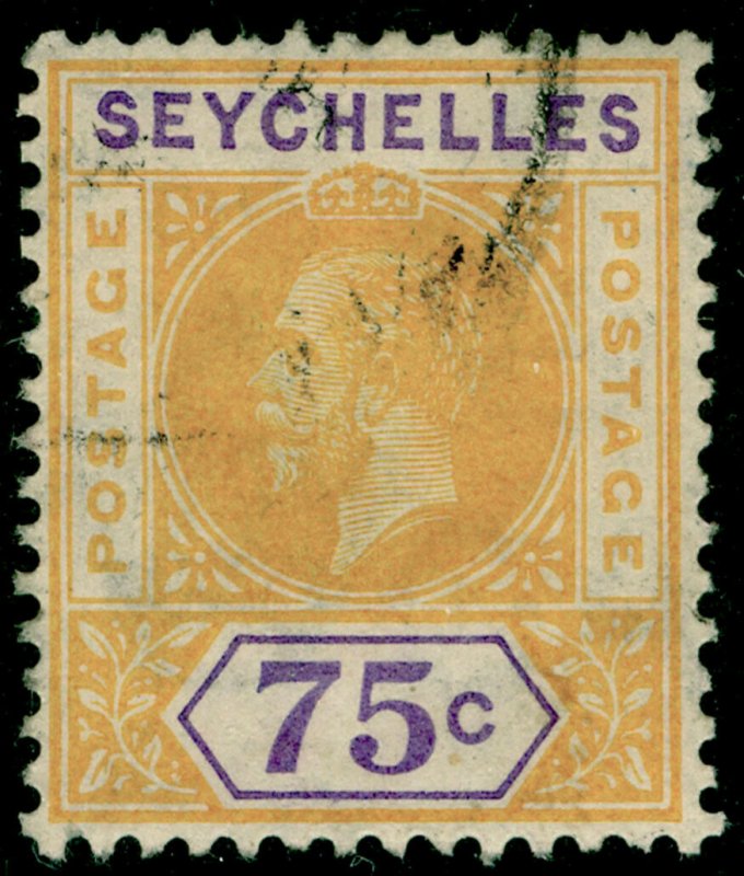 SEYCHELLES SG79, 75c yellow & violet, FINE USED.