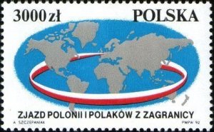 Poland 1992 MNH Stamps Scott 3101 Flag Map Polish Emigrants Congress