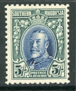 Southern Rhodesia 1931 British KGV 5' Blue Grn & Ultra P12 Scott #30 Mint U100 