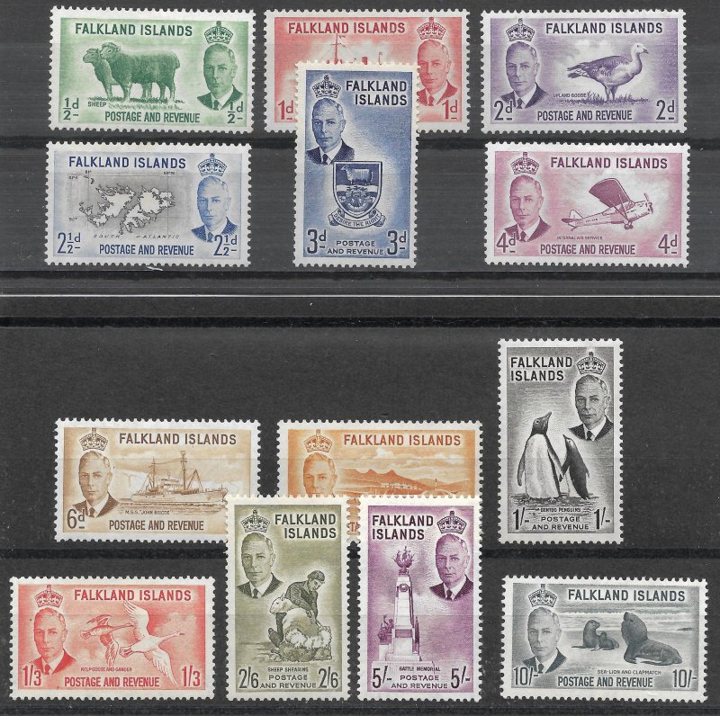 Doyle's_Stamps: VLH 1952 Falklands Islands King George VI Stamp Set