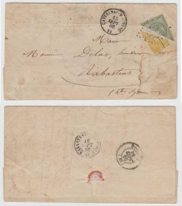 ECUADOR 1866 Sc 4c & 5a HALVES ON COVER FORGERIES PLACED ON A COVER 