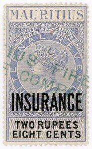 (I.B) Mauritius Revenue : Insurance 2R 8a (1879)