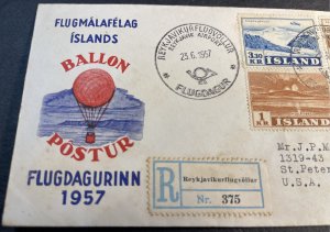 ICELAND # 217,264,304 x 2 & C29-BALLOON POST/JULES VERNE COVER--1957