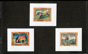 YEMEN ARAB REPUBLIC UEBERREUTE PROOF  FOLDER OF 6 HORSES   STAMPS