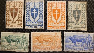 Cameroon, 1941-46, Lorraine Cross, Zebu Herder,  #282-86,304-06,MH, SCV$2.50