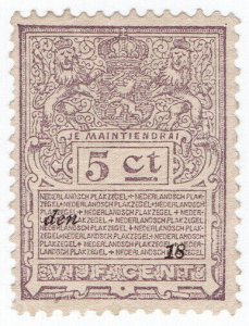 (I.B) Netherlands Revenue : Duty Stamp 5c (Plakzegel)