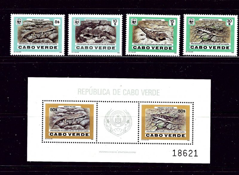 Cape Verde 491 - 95 MNH 1986 W.W.F. set and S/s