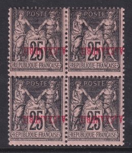 Alexandria (French Offices), Scott 9a (Yvert 11a), MNH/HR, Blk of 4, sign Roumet