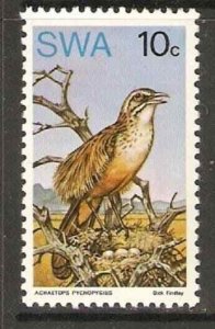 SOUTH WEST AFRICA SG262 1974 RARE BIRDS 10c MTD MINT