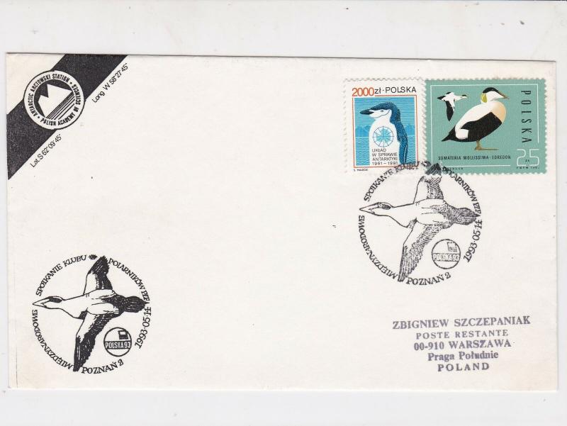 Poland 1993 Arctic Antarctic Polar Expedition Geese Penguins Stamps Cover  23184