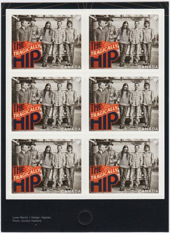 TRAGICALLY HIP = Canadian Recording Artists One BK Page of 6 stamps Canada 2013