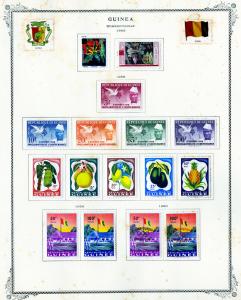 Guinea Stamps Mint Sets 1959-1974 on pages.