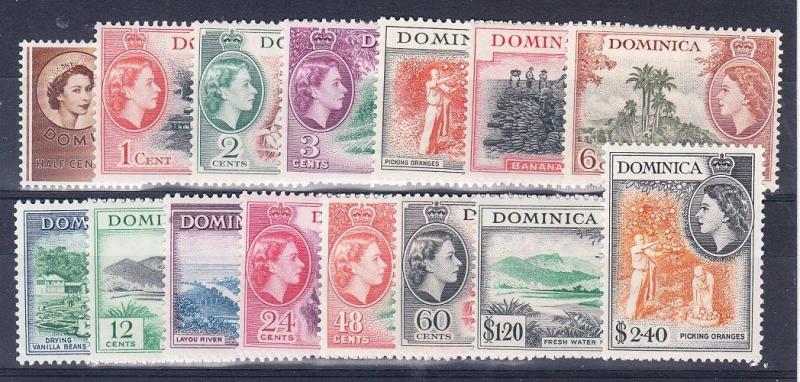 Dominica Scott 142-156 Mint hinged (Catalog Value $60.85)