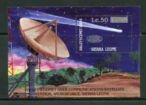 SIERRA  LEONE HALLEY'S COMET REVALUED & OVERPRINTED  SOUVENIR SHEET  MINT NH