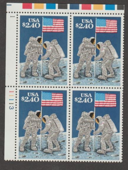 U.S. Scott #2419 Man on the Moon Stamp - Mint NH Plate Block