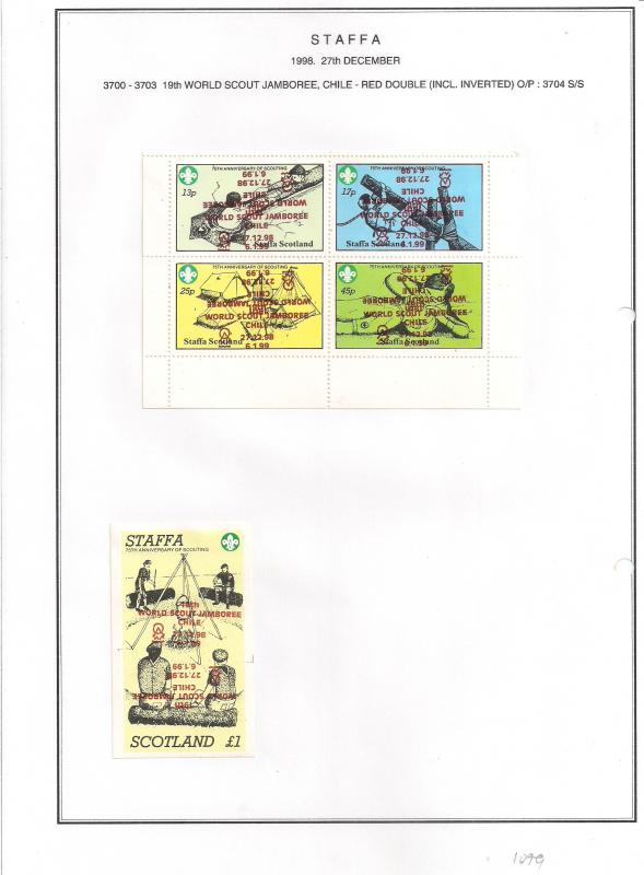 SCOTLAND - STAFFA - 1998 - Scout Jamboree Red Norm&Imp o/ps-Perf 4v S/Sheets-MLH