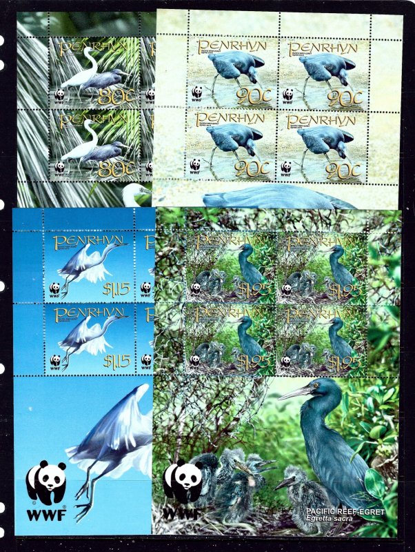 Penrhyn Is 468-71 MNH 2008 Birds sheets of 4