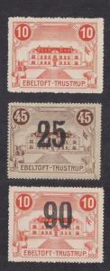 DENMARK Ebeltoft / Trustrup RAILROAD parcel stamps Mint NH worldwide revenues VF