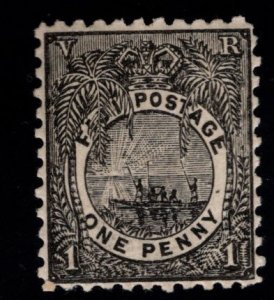 Fiji Scott 54 MH*  1893 Fijian canoe stamp perf 11,  CV$22.50