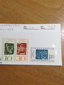 Liechtenstein  #  401-403  MNH