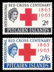 Pitcairn Islands 1963 Sc 36-37 MH Red Cross Omnibus